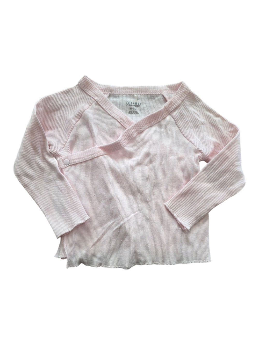 Rabbit Moon Organics Pink Ribbed Wrap-Style Baby Top 6-9 Months
